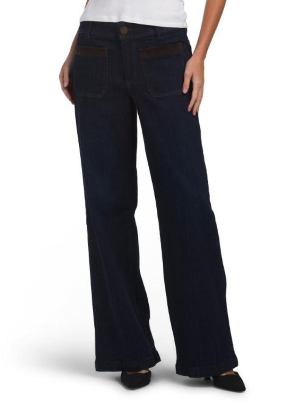 DEMOCRACY Ab Tech High Rise Patch Pocket Wide Leg Jeans With Corduroy Trim